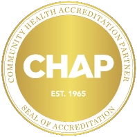 Life Hospice CHAP accreditation seal for quality hospice care.